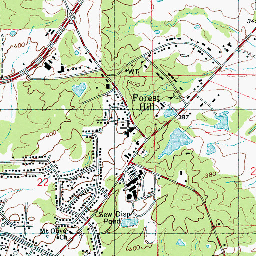 Topographic Map of Forest Hill Baptist Church, MS