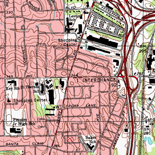 Topographic Map of Foursquare Church, MS