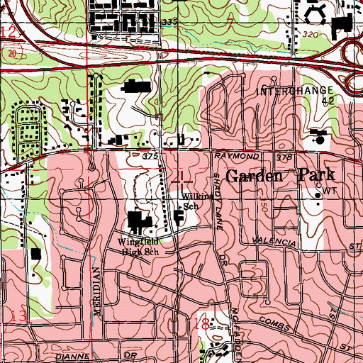 Topographic Map of Garden Park, MS