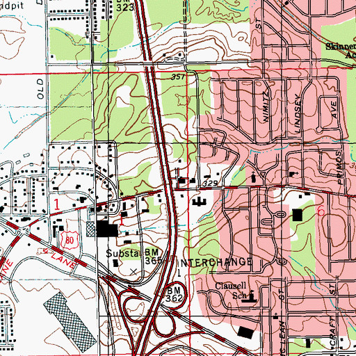 Topographic Map of Grace Church of the Nazarene, MS