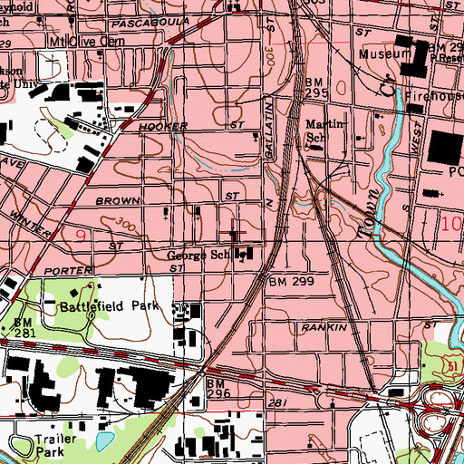 Topographic Map of Grace United Methodist Church, MS