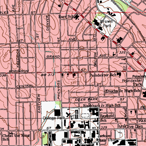 Topographic Map of Greater Mount Calvary Baptist, MS
