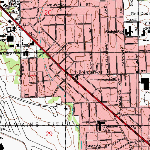Topographic Map of Greater Mount Mariah Baptist Church, MS