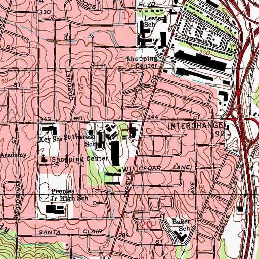 Topographic Map of Greenbriar Shopping Center, MS