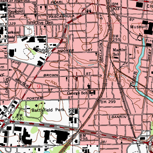 Topographic Map of Griffith Memorial Baptist Church, MS