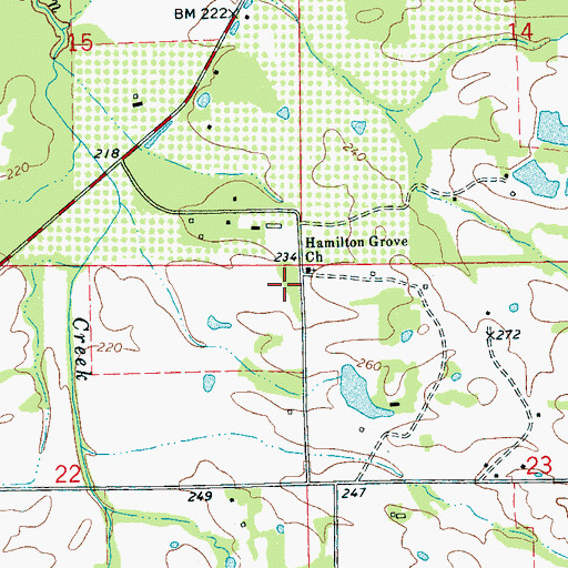 Topographic Map of Hamilton Grove School (historical), MS