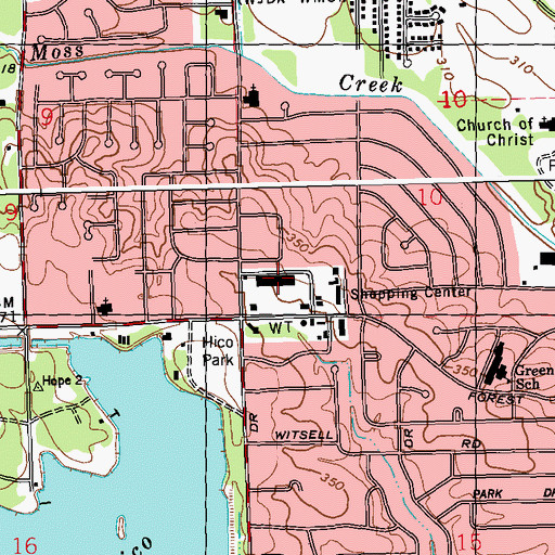 Topographic Map of Hico Square Shopping Center, MS