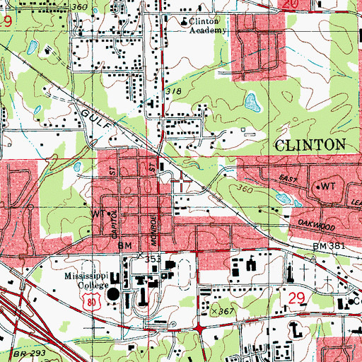 Topographic Map of Hillman-Berry Park, MS