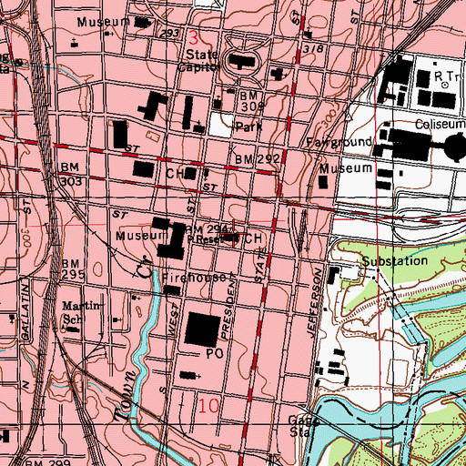 Topographic Map of Hinds County Courthouse, MS