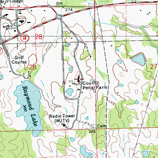 Topographic Map of Hinds County Penal Farm, MS