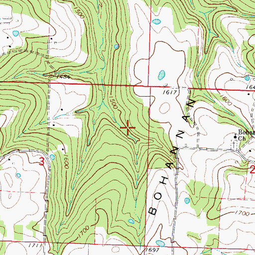 Topographic Map of Township of Bohannan (historical), AR