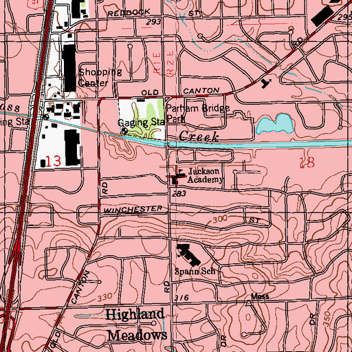 Topographic Map of Jackson Academy, MS