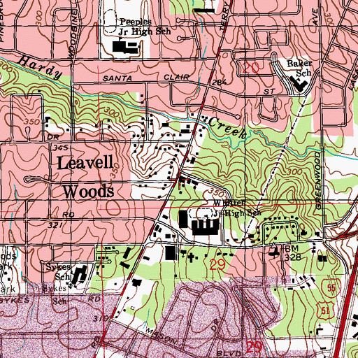 Topographic Map of Jackson Bible Church, MS