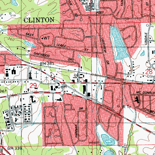 Topographic Map of Jaycee Community Center, MS