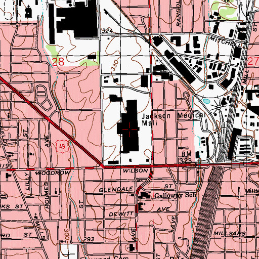 Topographic Map of Jackson Medical Mall, MS