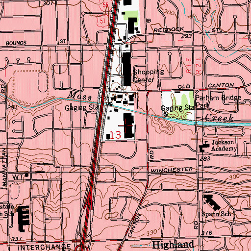 Topographic Map of Jacksonian Plaza Shopping Center, MS