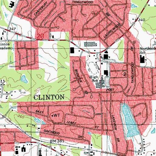 Topographic Map of Kentwood, MS