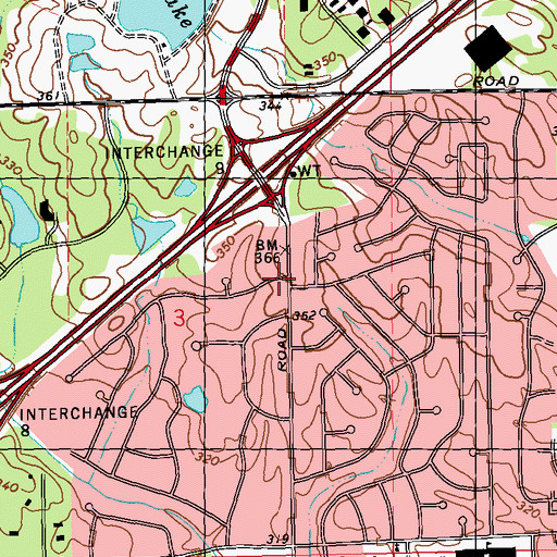 Topographic Map of Lakeover Church of God, MS