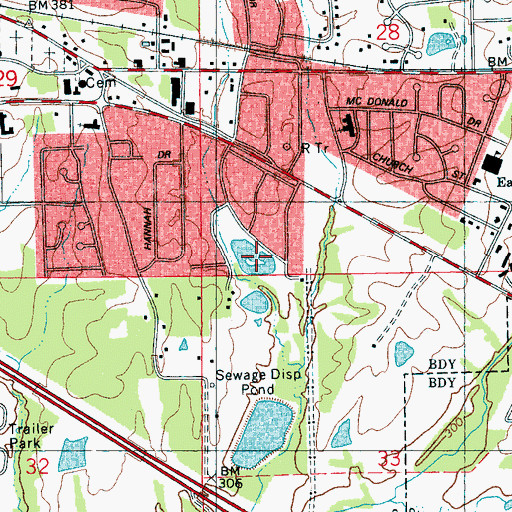 Topographic Map of Lakeside Park, MS