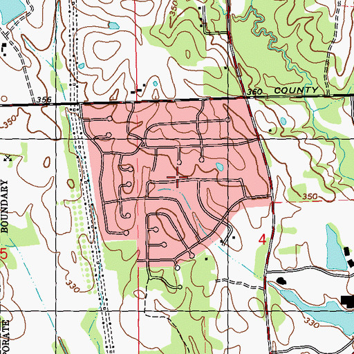 Topographic Map of Lakeover, MS