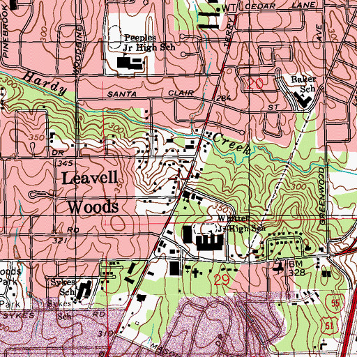 Topographic Map of Leavell Woods United Methodist Church, MS