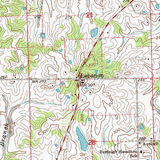 Topographic Map of Lebanon School (historical), MS