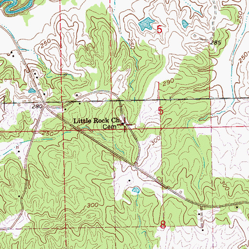 Topographic Map of Little Rock School (historical), MS