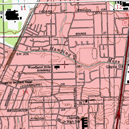 Topographic Map of Manhattan Academy, MS