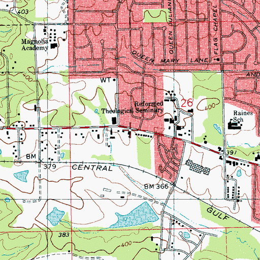 Topographic Map of Midway Baptist Church, MS