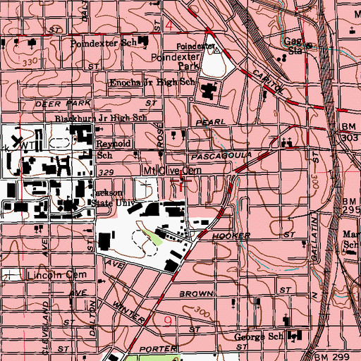 Topographic Map of Miracle Temple Church of Deliverance, MS