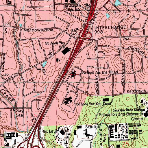 Topographic Map of Mississippi School for the Blind, MS