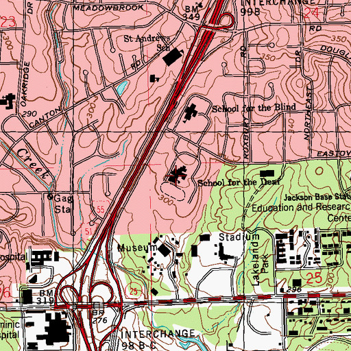 Topographic Map of Mississippi School for the Deaf, MS