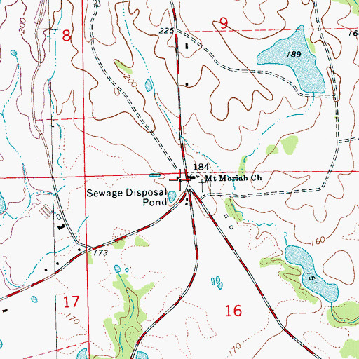 Topographic Map of Mount Moriah School (historical), MS