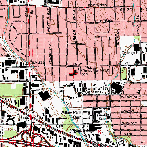 Topographic Map of Mount Nebo Baptist Church, MS