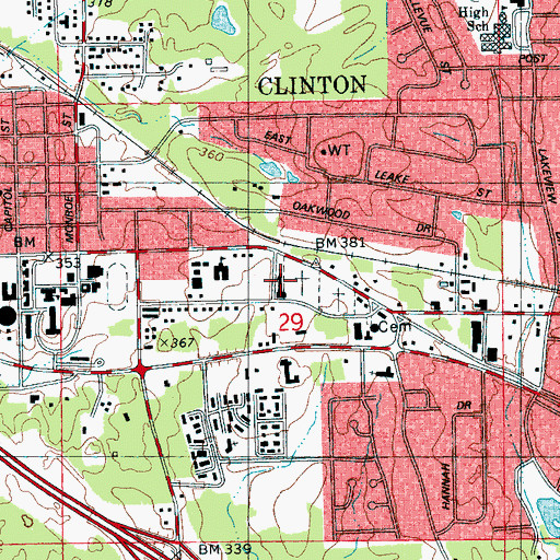 Topographic Map of Mount Salus Presbyterian Church, MS