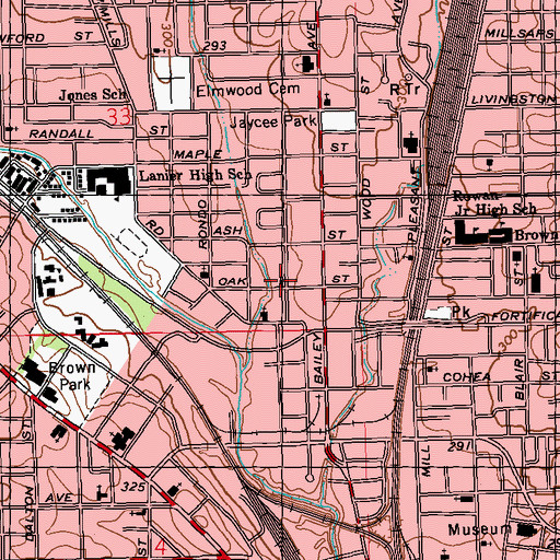 Topographic Map of Mount Wade Baptist Church, MS