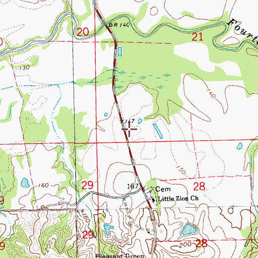 Topographic Map of Mount Zion Church (historical), MS