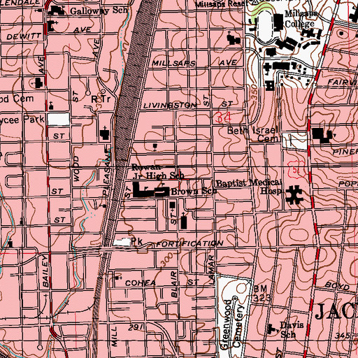 Topographic Map of New Jerusalem Baptist Church, MS