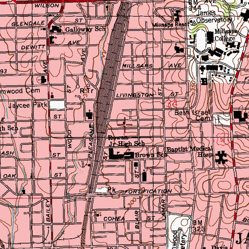 Topographic Map of New Strangers Home Baptist Church, MS