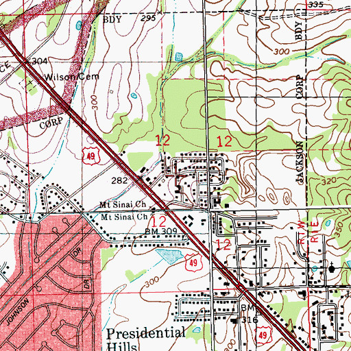 Topographic Map of New Zion Baptist Church, MS