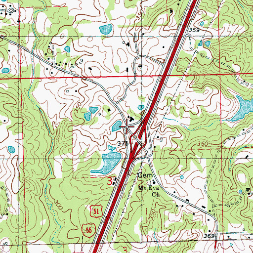 Topographic Map of Newtown (historical), MS