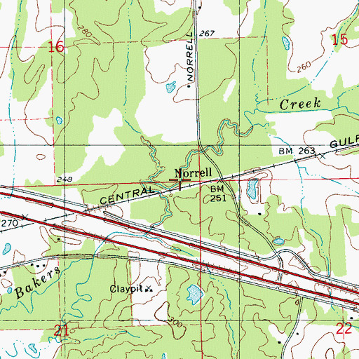 Topographic Map of Norrell, MS