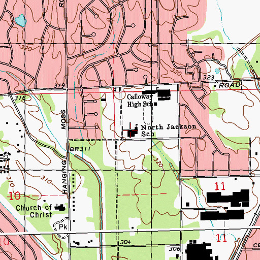 Topographic Map of North Jackson Elementary School, MS