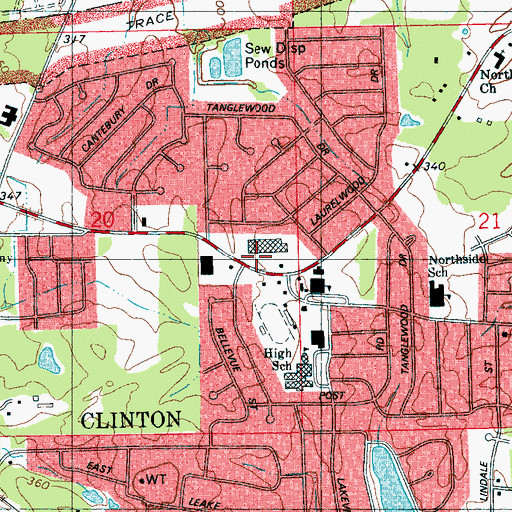 Topographic Map of Northside Shopping Center, MS