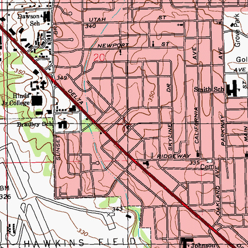 Topographic Map of Northwest Church of Christ, MS
