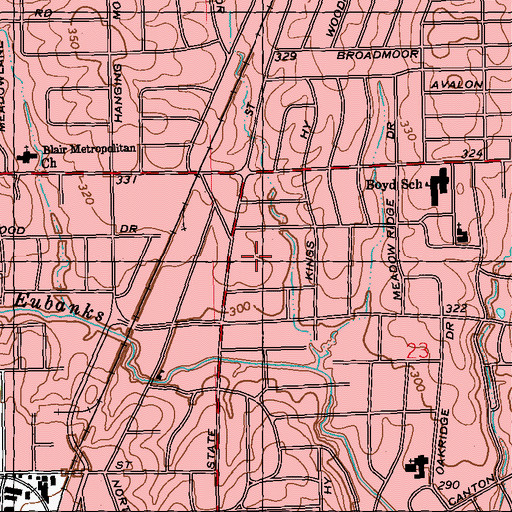 Topographic Map of Northwood Shopping Center, MS