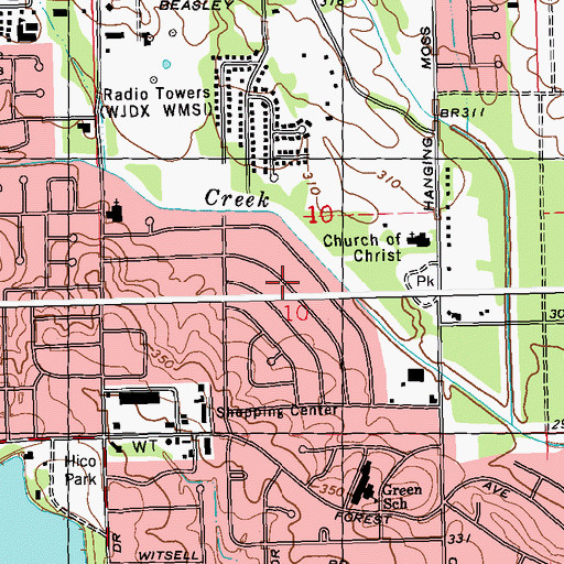 Topographic Map of Norwood, MS