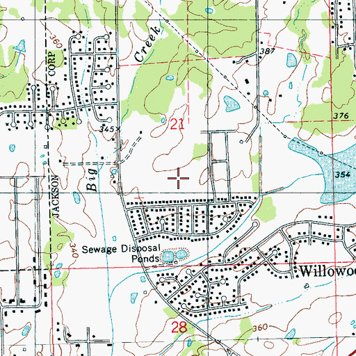 Topographic Map of Oak Creek, MS