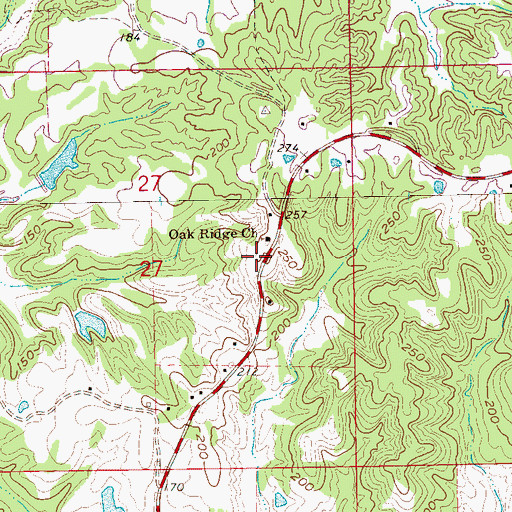 Topographic Map of Oak Ridge School (historical), MS