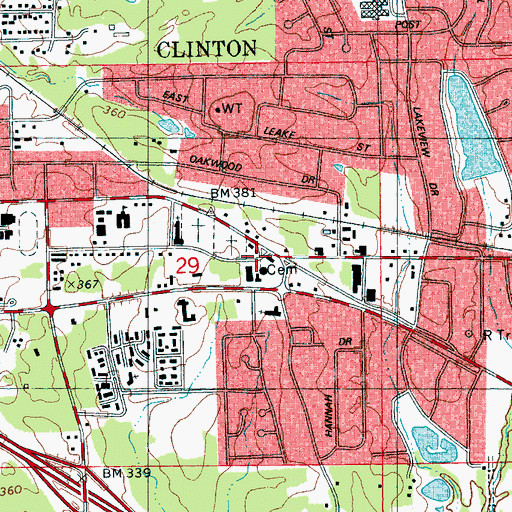 Topographic Map of Odd Fellows Cemetery, MS